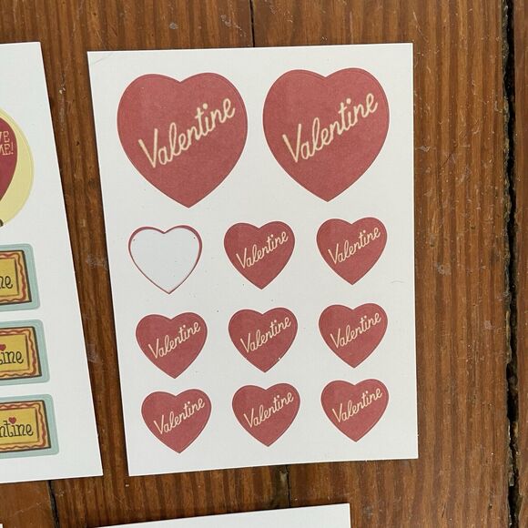 Cavallini Co. Valentine’s Mailing Set Cards Stickers Rubber Stamp Cute Nostalgic - Picture 10 of 13